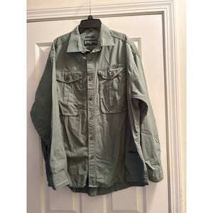 ALLAGASH Mens Long Sleeve Button Up Shirt Olive Green Utility Outdoor Size XL